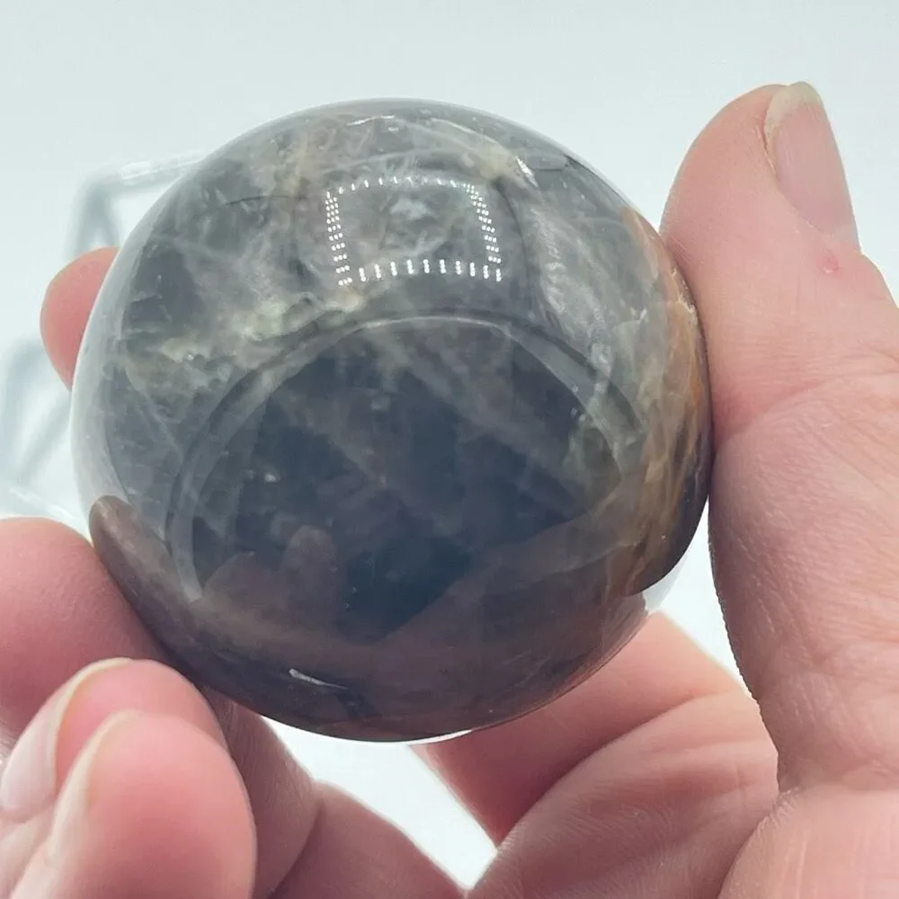 Black moonstone sphere flashy 1.76” small round crystal meditation